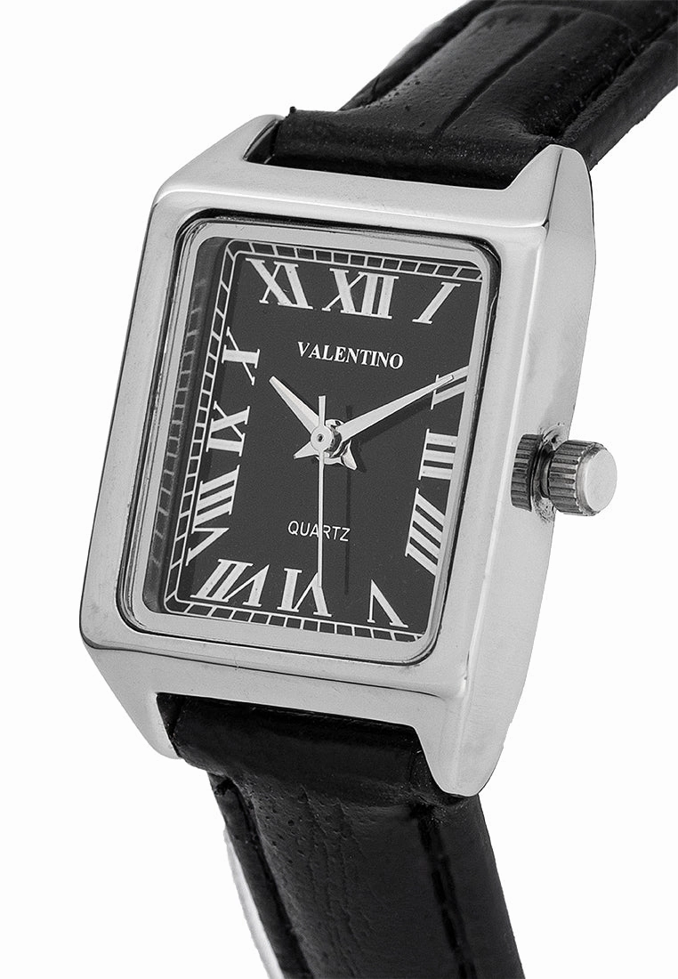 Valentino 20122376-BLK STRAP - SILVER DIAL Leather Strap Analog Watch for Women