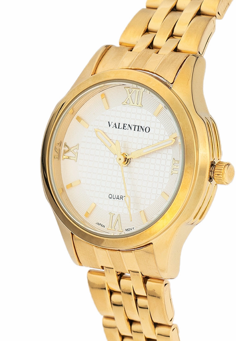 Valentino 20122377-GOLD - WHITE DIAL Stainless Steel Strap Analog Watch for Women