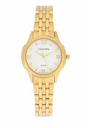 Valentino 20122377-GOLD - WHITE DIAL Stainless Steel Strap Analog Watch for Women