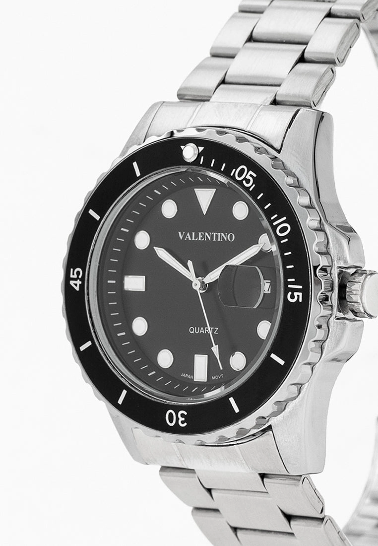 Valentino 20122410-BLACK DIAL Stainless Steel Strap Analog Watch for Men