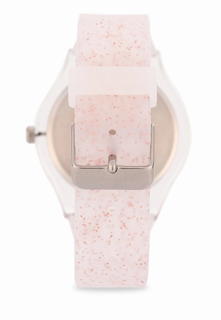 Valentino Rubber Strap Analog Watch for Women 20122094-ROSE GLITTER LINE