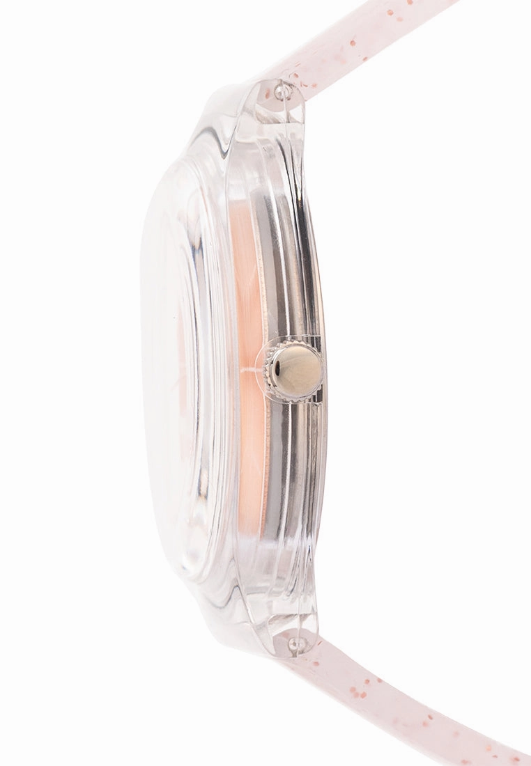 Valentino Rubber Strap Analog Watch for Women 20122094-ROSE GLITTER LINE