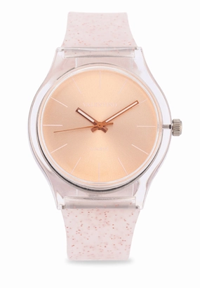 Valentino Rubber Strap Analog Watch for Women 20122094-ROSE GLITTER LINE