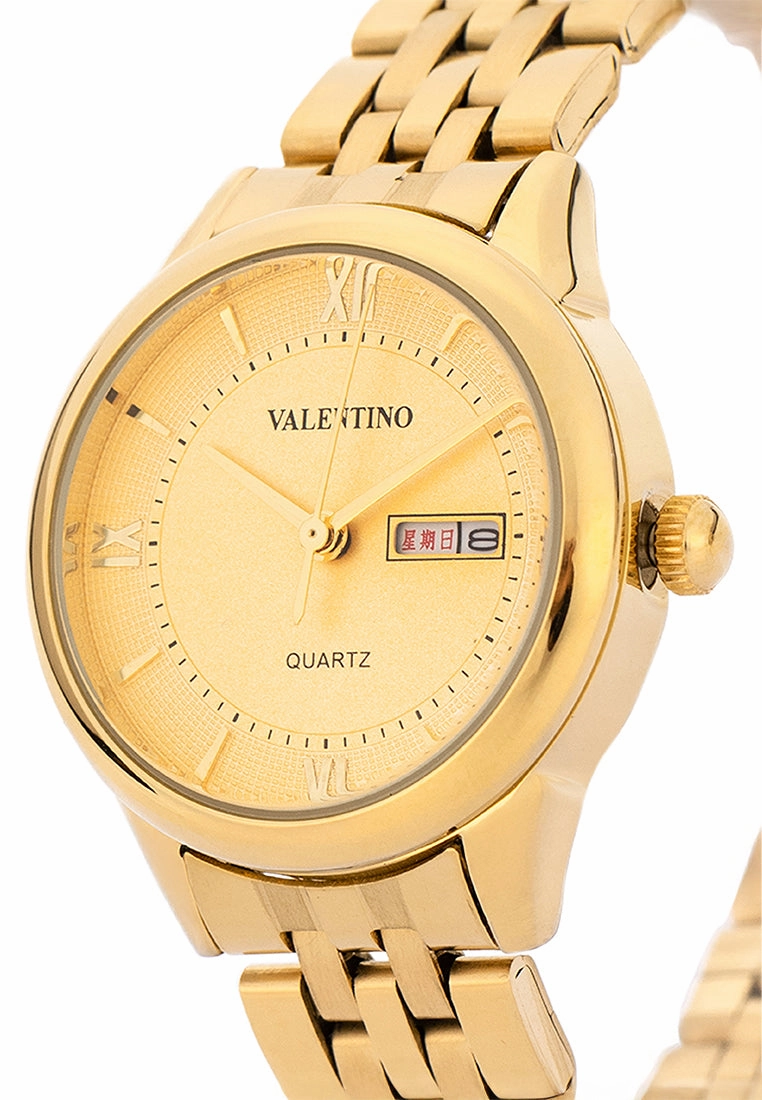 Valentino Stainless Steel Strap Analog Watch for Women 20122479-GOLD DIAL