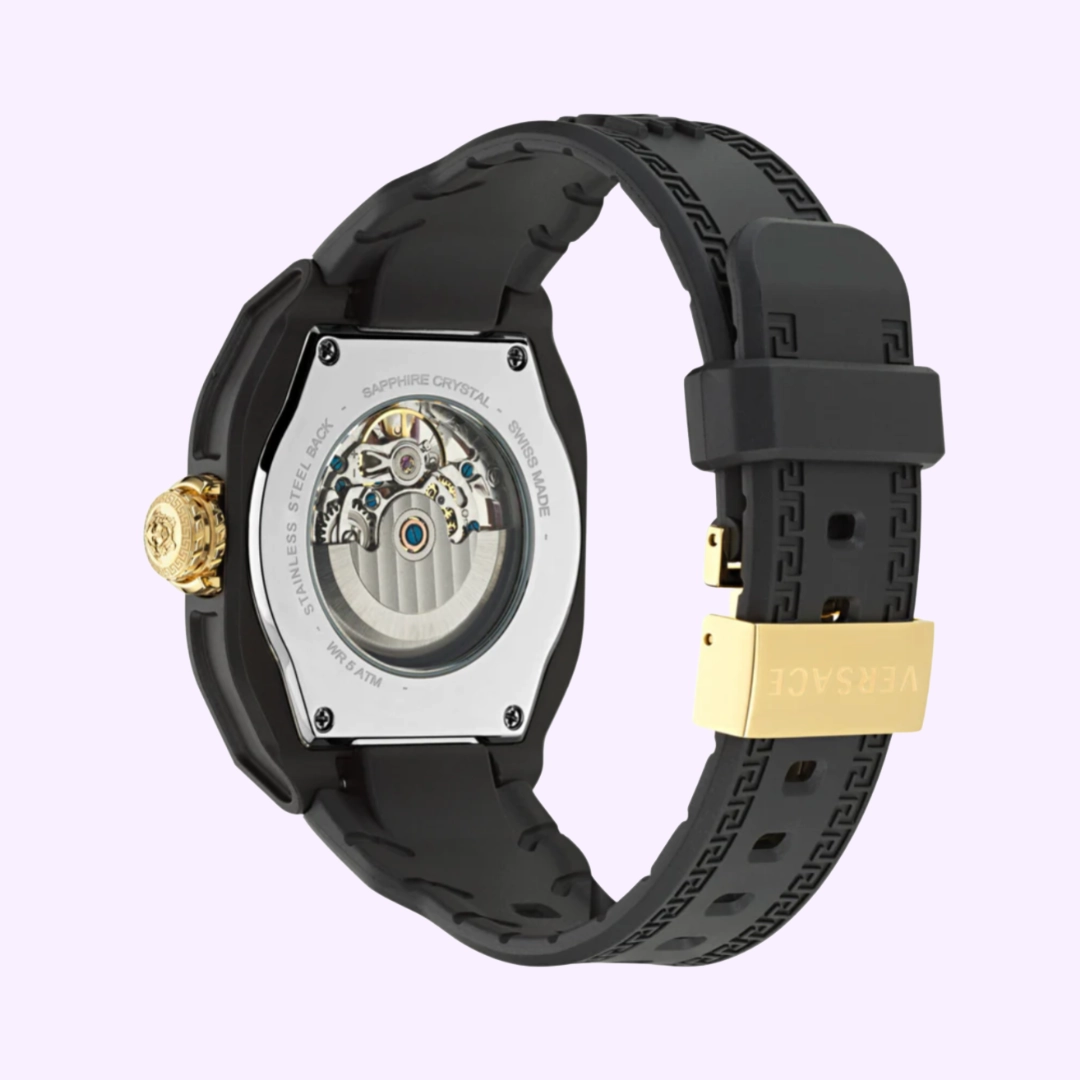 Versace VE7L00123 V-Legend Skeleton Black Strap Automatic Watch Watches