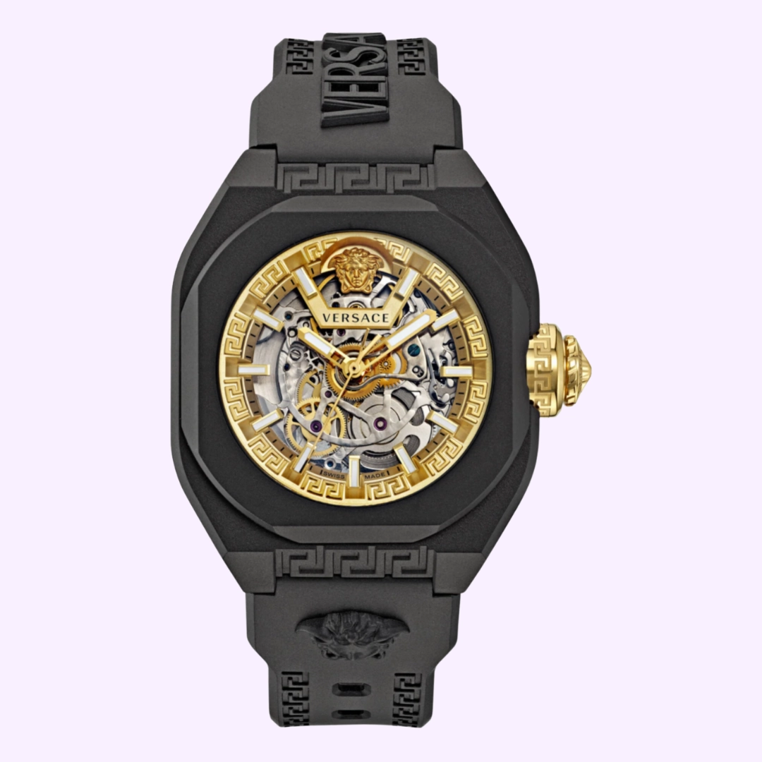 Versace VE7L00123 V-Legend Skeleton Black Strap Automatic Watch Watches