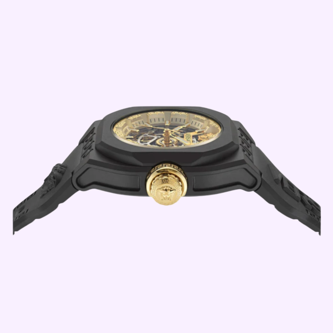 Versace VE7L00123 V-Legend Skeleton Black Strap Automatic Watch Watches