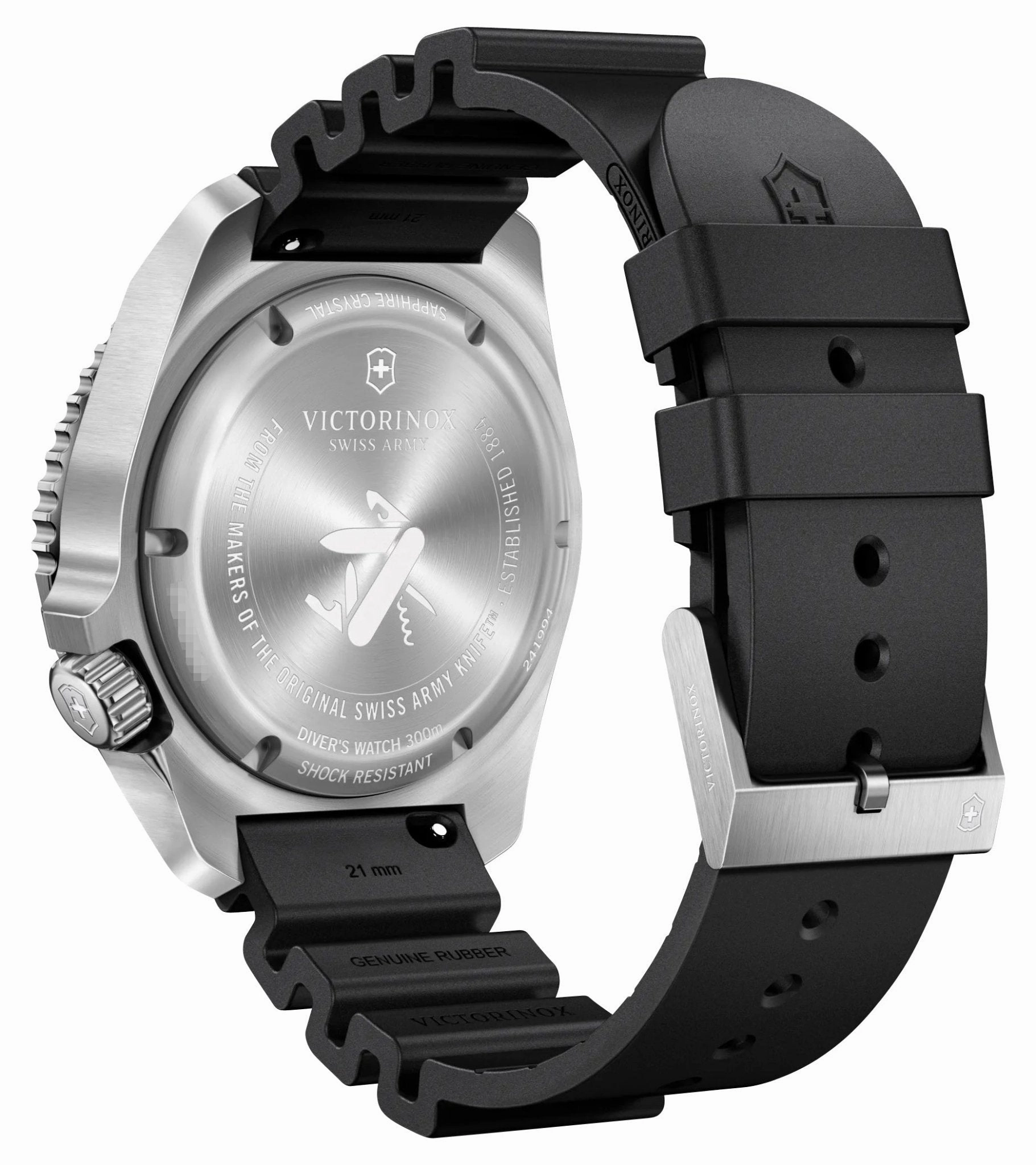 Victorinox Swiss Army Dive Pro Automatic Stainless Steel Black Dial Black Rubber Strap Day/Date Divers Mens Watch 241994