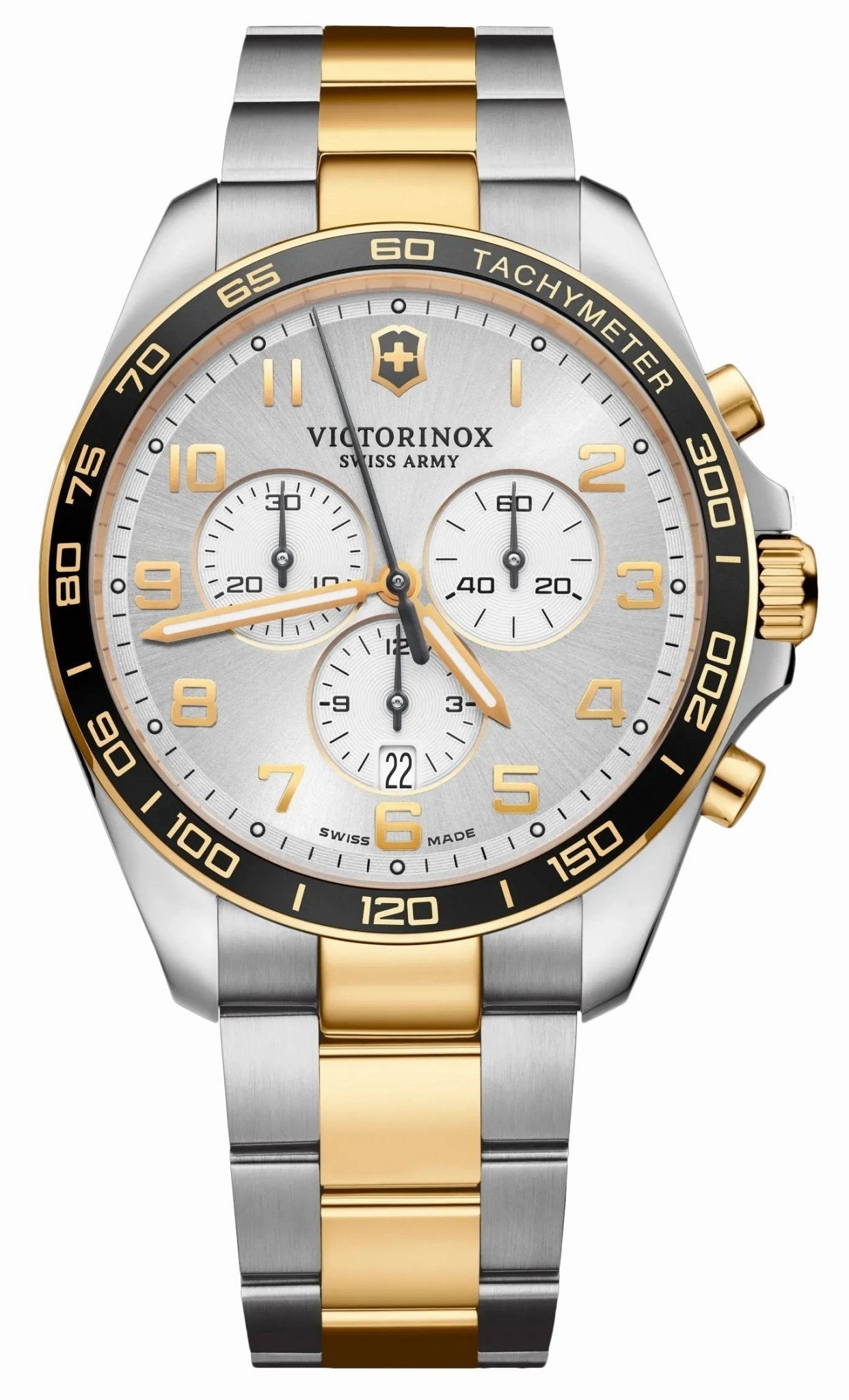 Victorinox Swiss Army FieldForce Classic Chronograph Two-Tone Stainless Steel Gray Dial Date Quartz Mens Watch 241903