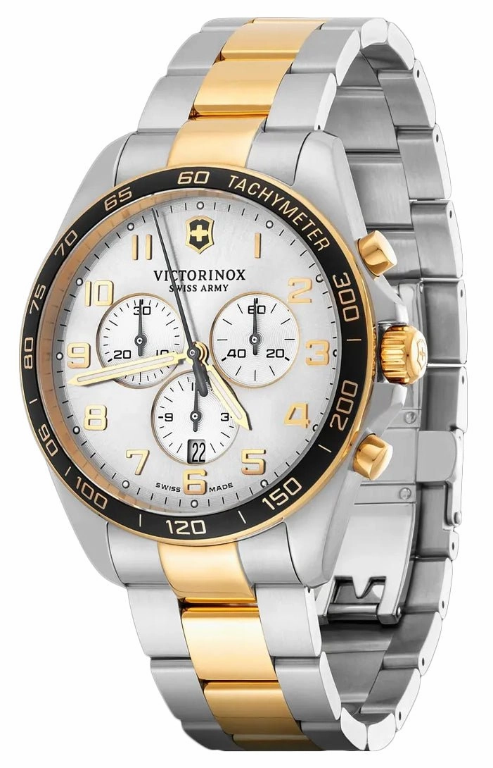 Victorinox Swiss Army FieldForce Classic Chronograph Two-Tone Stainless Steel Gray Dial Date Quartz Mens Watch 241903