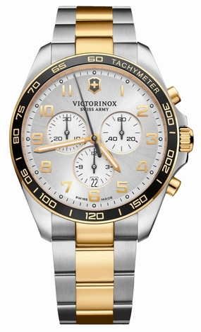 Victorinox Swiss Army FieldForce Classic Chronograph Two-Tone Stainless Steel Gray Dial Date Quartz Mens Watch 241903