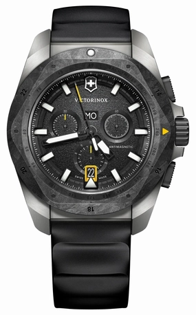 Victorinox Swiss Army I.N.O.X. Chronograph Titanium Black Dial Black Rubber Strap Day/Date Divers Quartz Mens Watch 242011