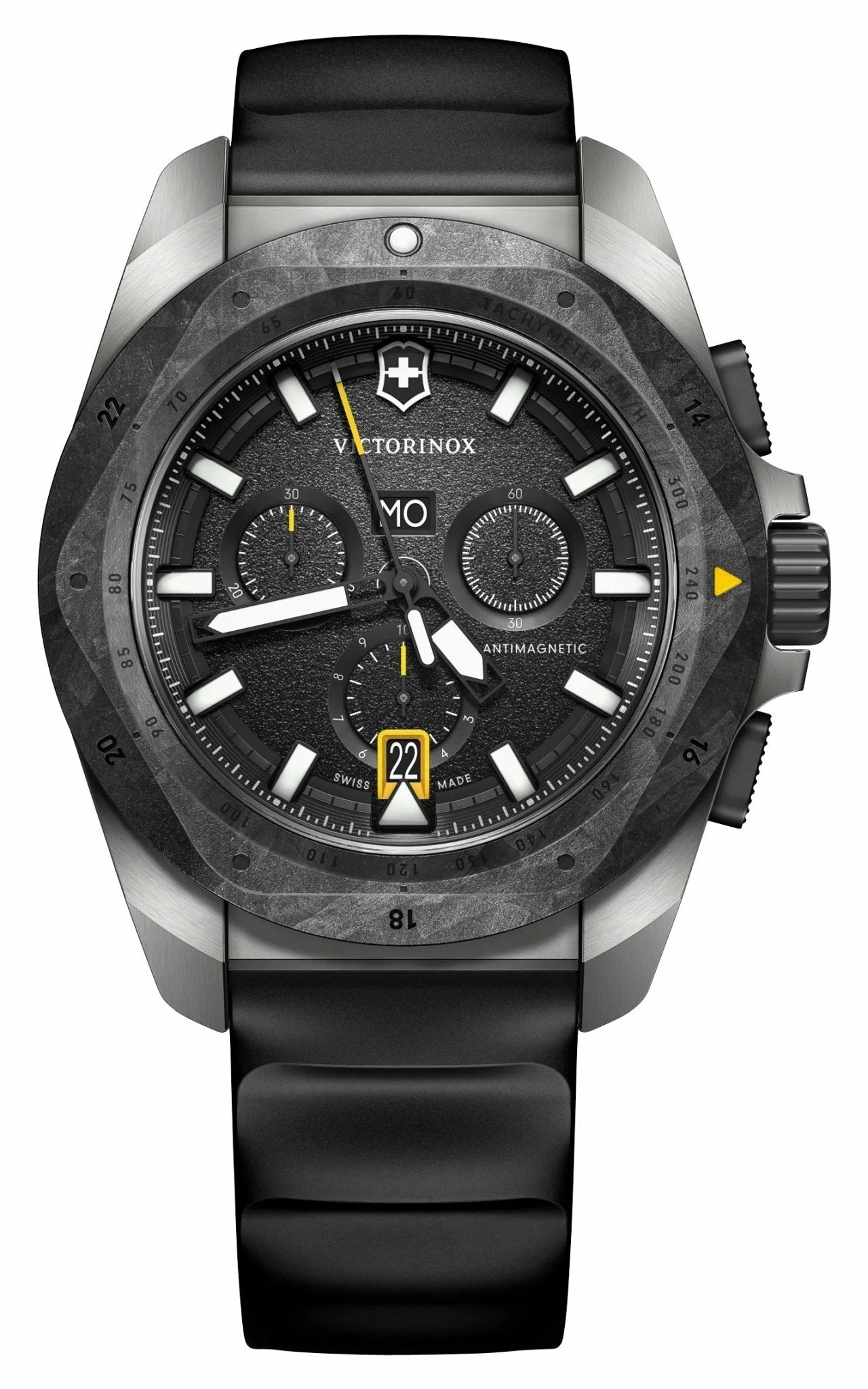 Victorinox Swiss Army I.N.O.X. Chronograph Titanium Black Dial Brown Leather Interchangeable Black Rubber Strap Day/Date Divers Quartz Mens Watch 241988.1