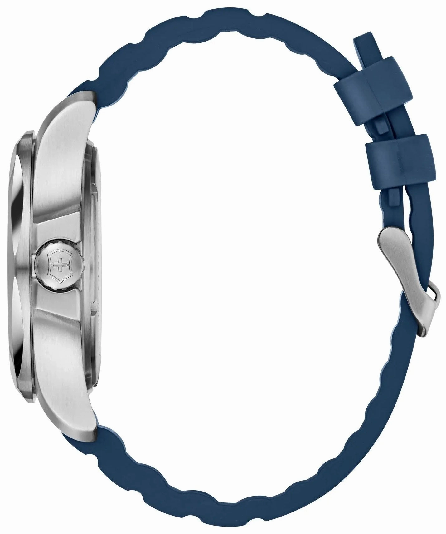 Victorinox Swiss Army INOX Stainless Steel Mens Watch Calendar Blue Rubber Strap 241688.1