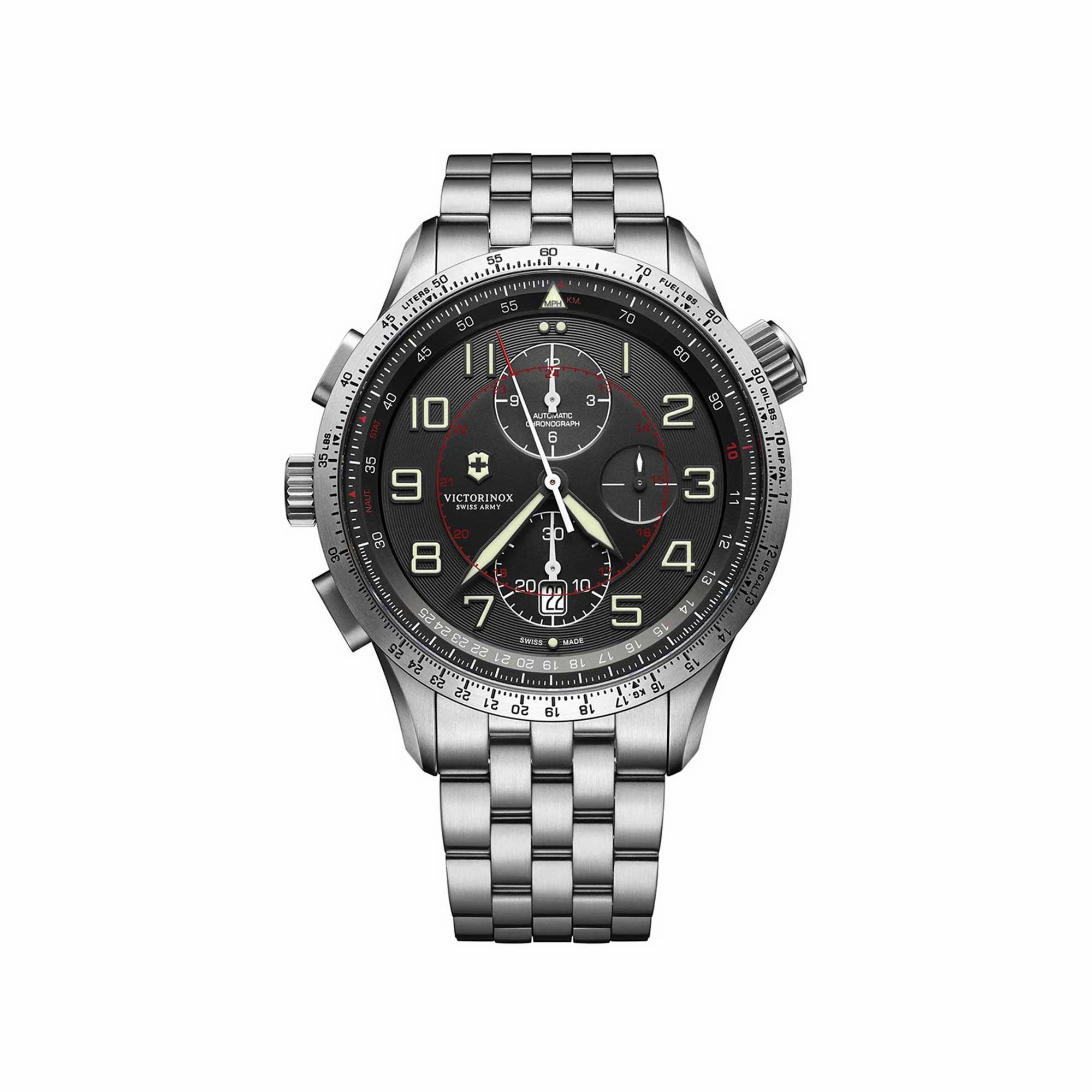 Victorinox Swiss Army Men's Chrono Watch - Airboss Mach 9 Grey Dial Bracelet | 241722