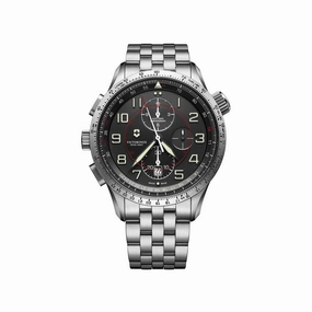 Victorinox Swiss Army Men's Chrono Watch - Airboss Mach 9 Grey Dial Bracelet | 241722
