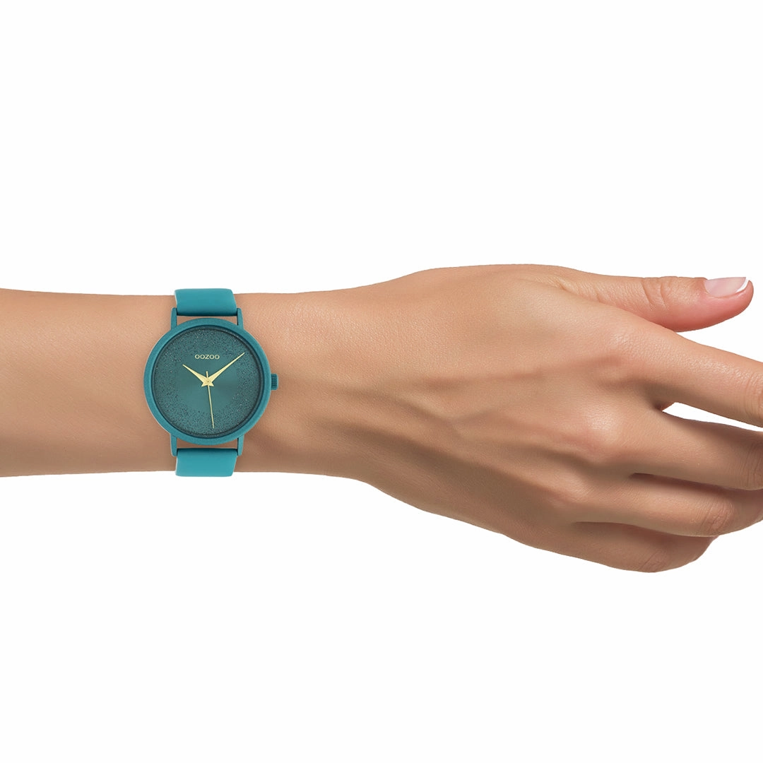 Viridian green OOZOO watch with leather strap - C10581