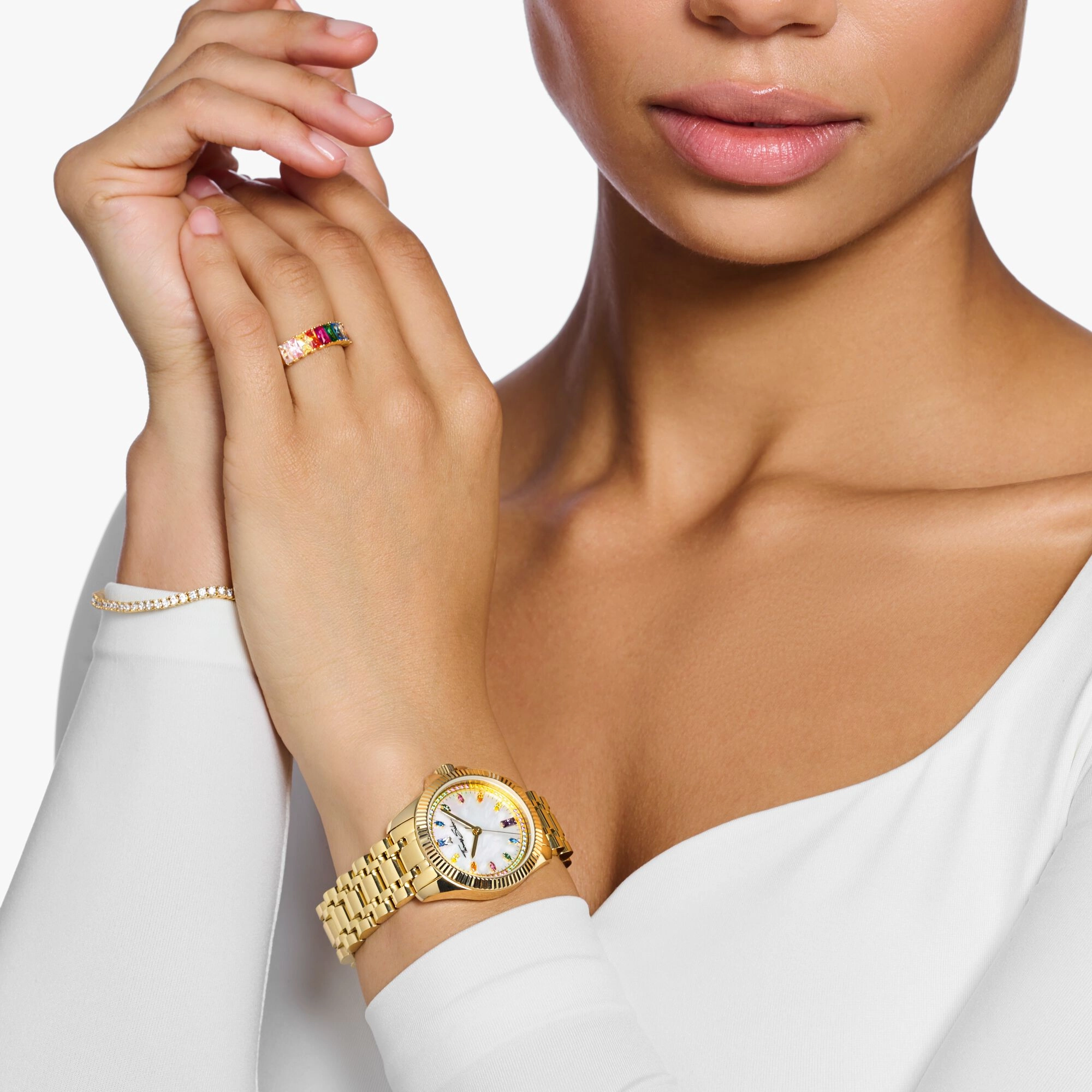 Watch for women Divine Rainbow yellow gold-coloured