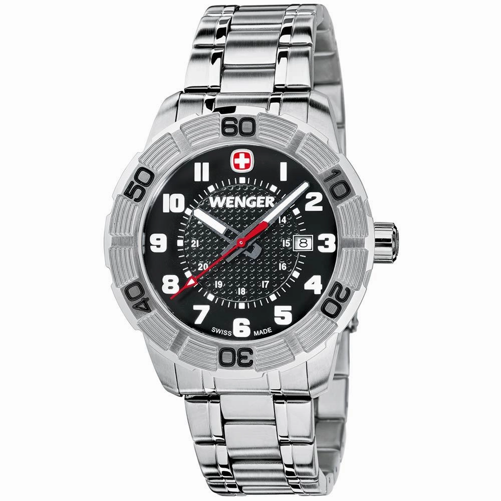 Wenger 0851.102 Men's Roadster Sport Black Dial Steel Bracelet Watch