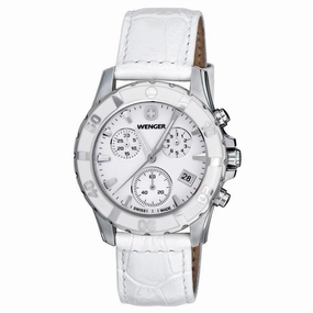 Wenger 70744 Women's Sport Elegance White MOP Dial White Leather Strap Chronograph Watch