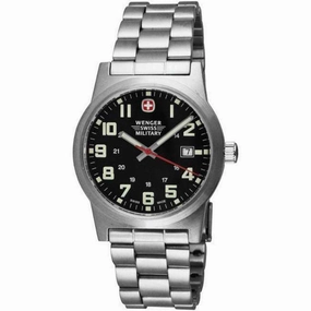 Wenger 72906 Men's Military Classic Field Black Dial Steel Bracelet Watch