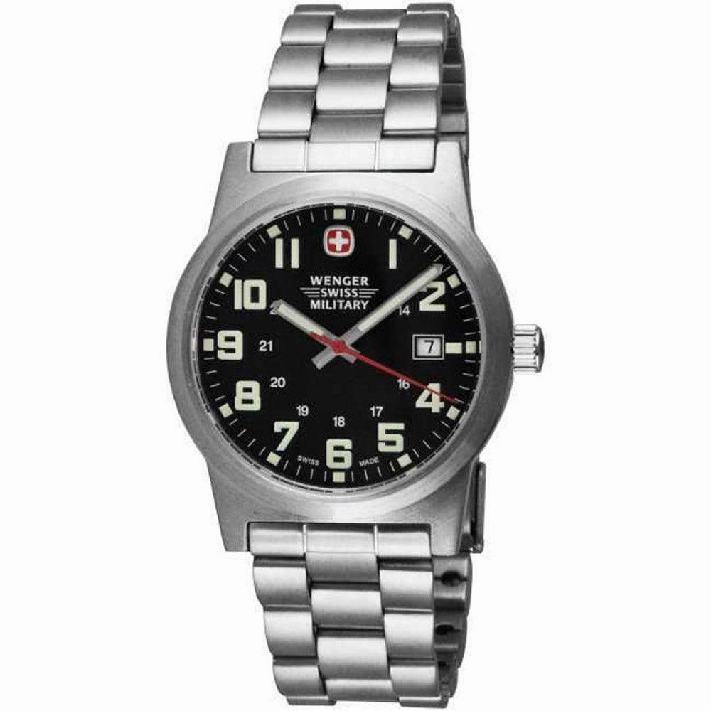 Wenger 72906 Men's Military Classic Field Black Dial Steel Bracelet Watch