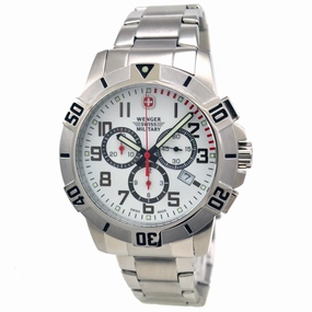 Wenger 79039 Men's Swiss Military Chronograph White Dial Stainless Steel Watch