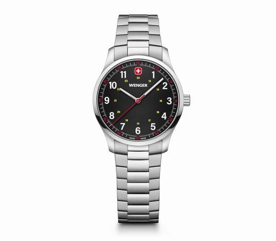 Wenger City Sport 34mm Black Dial Stainless Steel Watch 01.1421.128