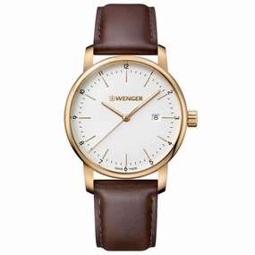 Wenger Men's Quartz Watch - Urban Classic Off-White Dial Leather Strap | 01.1741.108