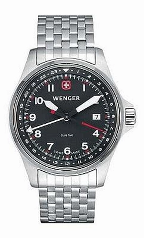 Wenger Men's Swiss Made Aerograph Dual Time GMT Watch 72098