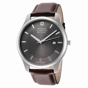 Wenger Men's Watch - City Classic Swiss Quartz Grey Dial Brown Strap | 01.9041.218S