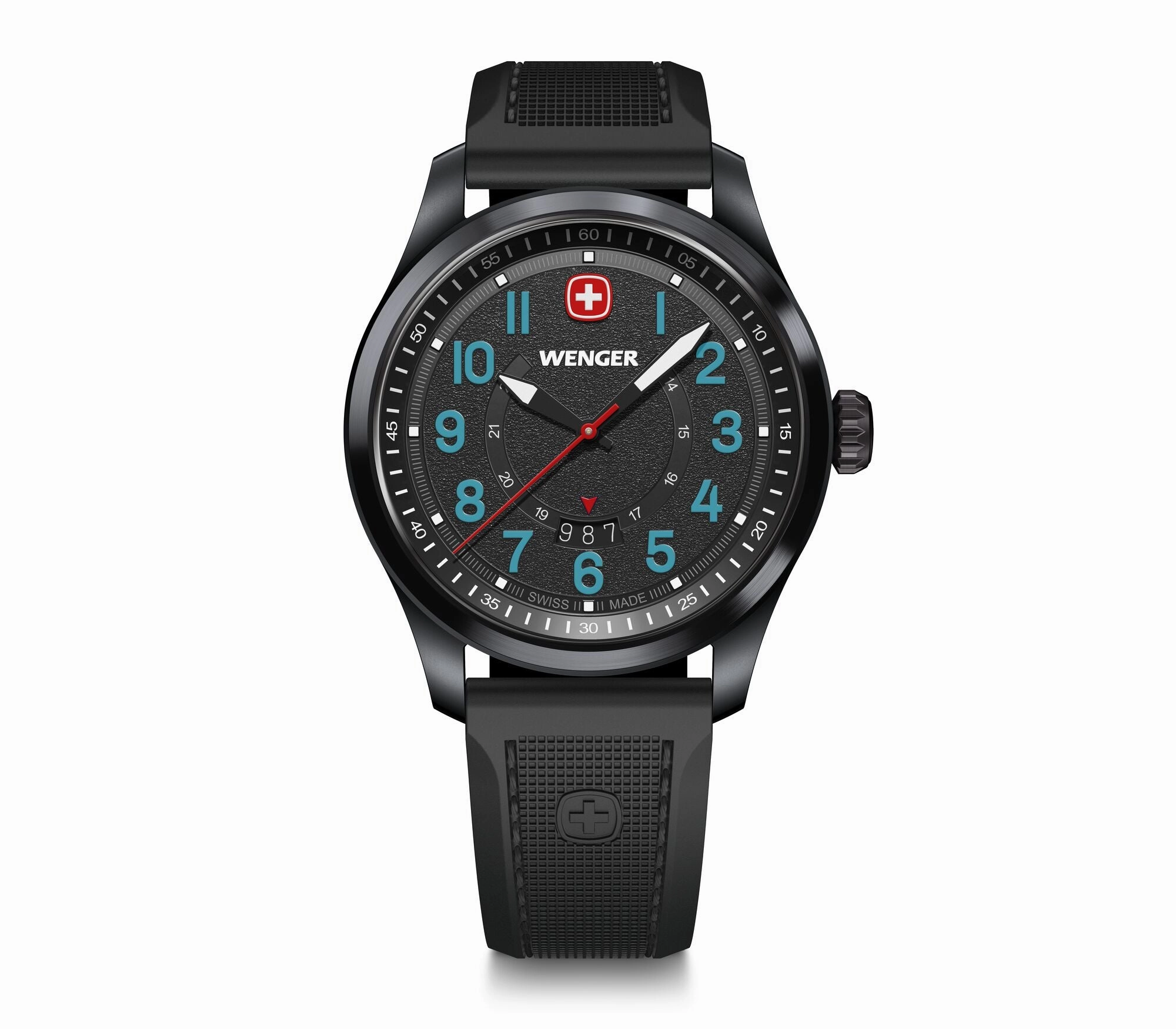 Wenger Terragraph 43 mm Black Dial Black Silicone Watch 01.0541.127