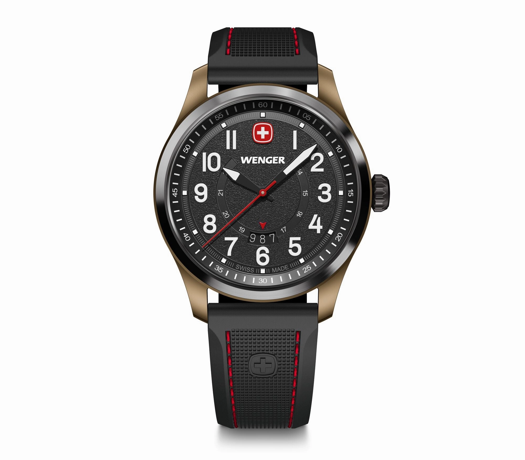Wenger Terragraph 43 mm Black Dial Silicone Watch 01.0541.124