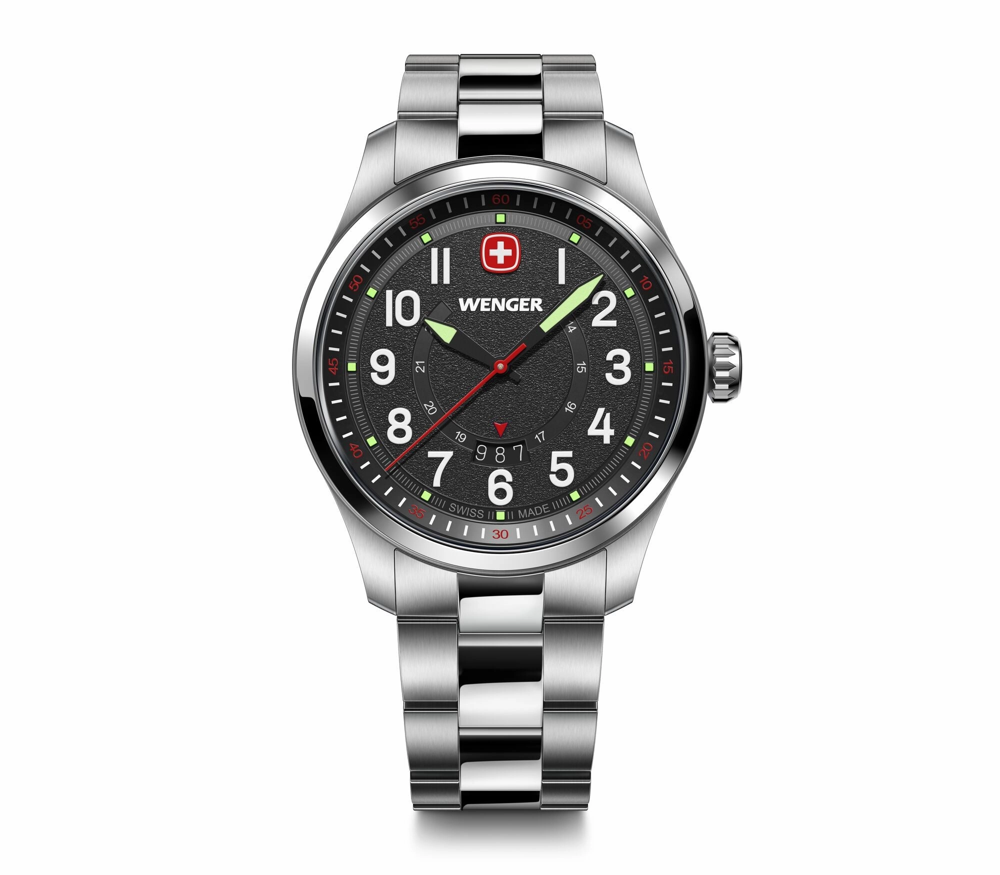 Wenger Terragraph 43 mm Black Dial Stainless Steel Watch 01.0541.122
