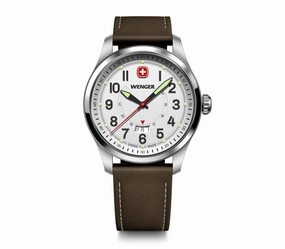 Wenger Terragraph 43 mm White Dial Brown Leather Watch 01.0541.120