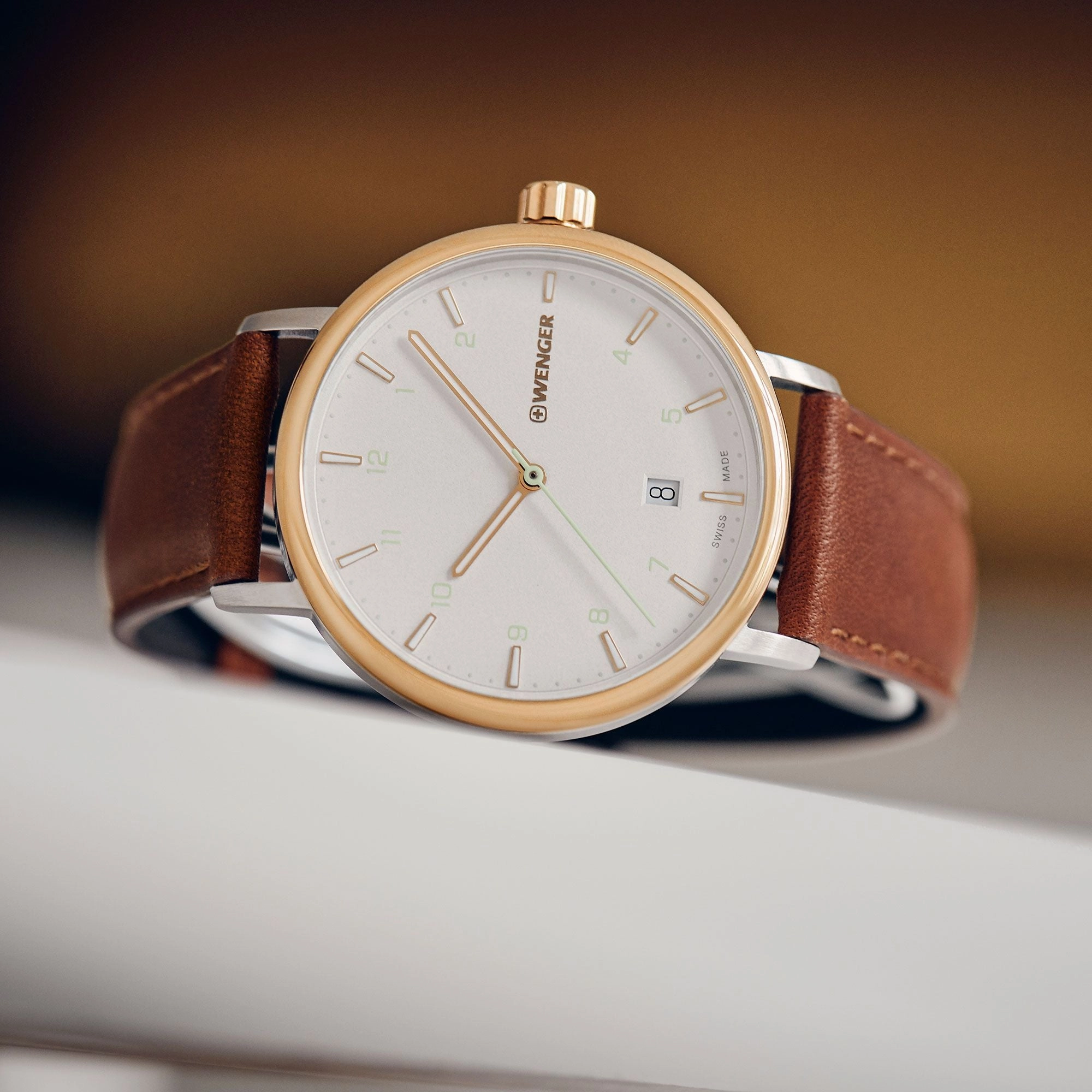 Wenger Urban Classic Silver Dial Brown Leather Watch 01.1731.118