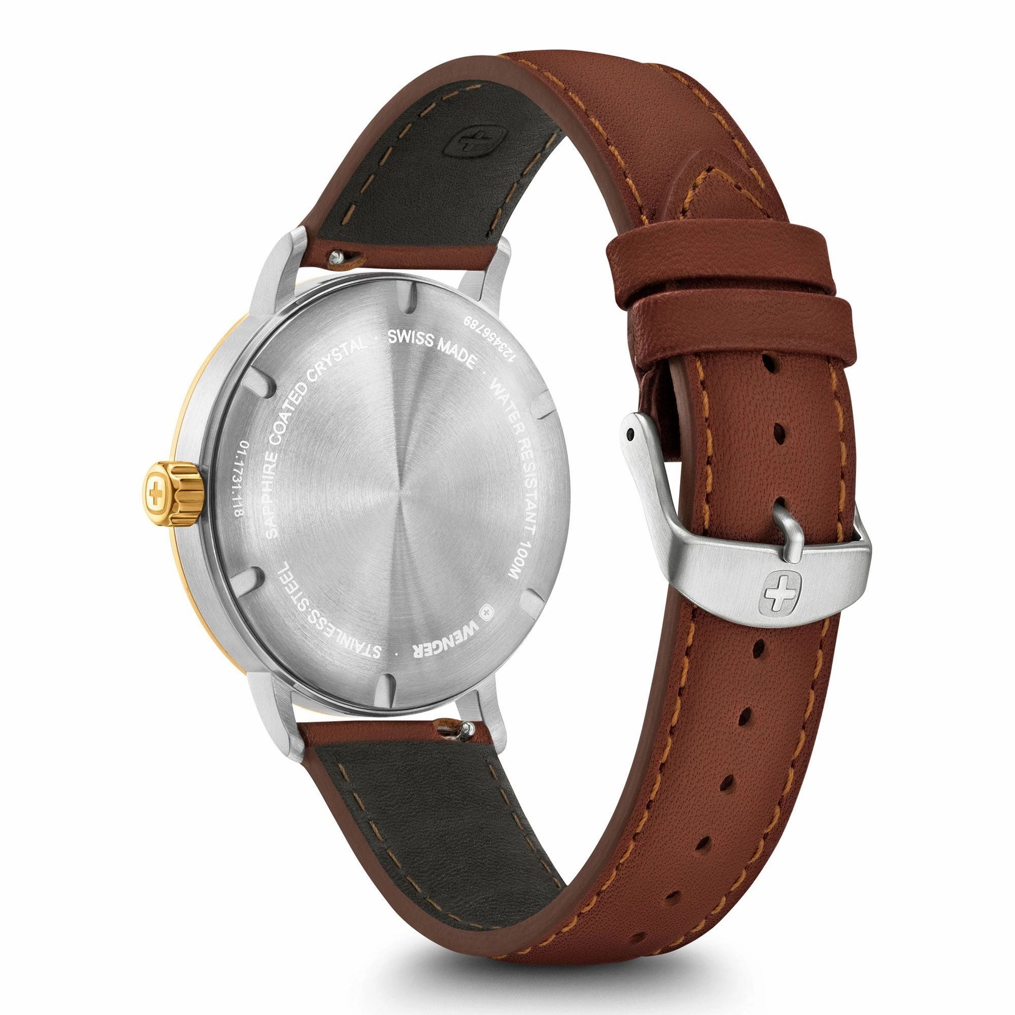 Wenger Urban Classic Silver Dial Brown Leather Watch 01.1731.118