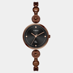 Women Quartz Black Dial Analog Brass Watch TWEL18204