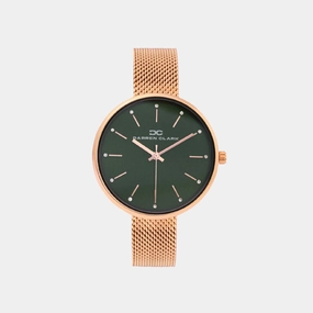 Women Quartz Green Dial Analog Mesh Watch 2007C-E0314