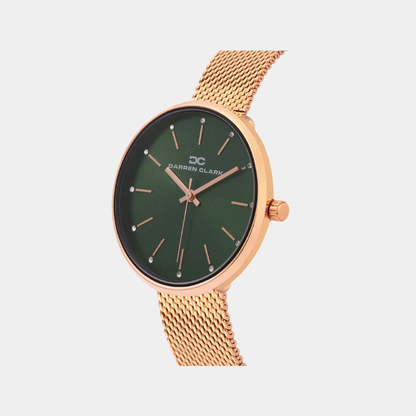 Women Quartz Green Dial Analog Mesh Watch 2007C-E0314