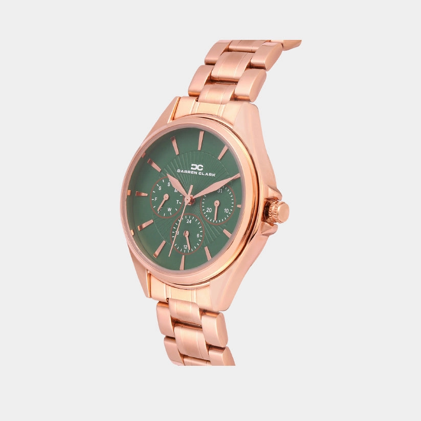 Women Quartz Green Dial Multi-Function Metal Watch 2010C-M0314