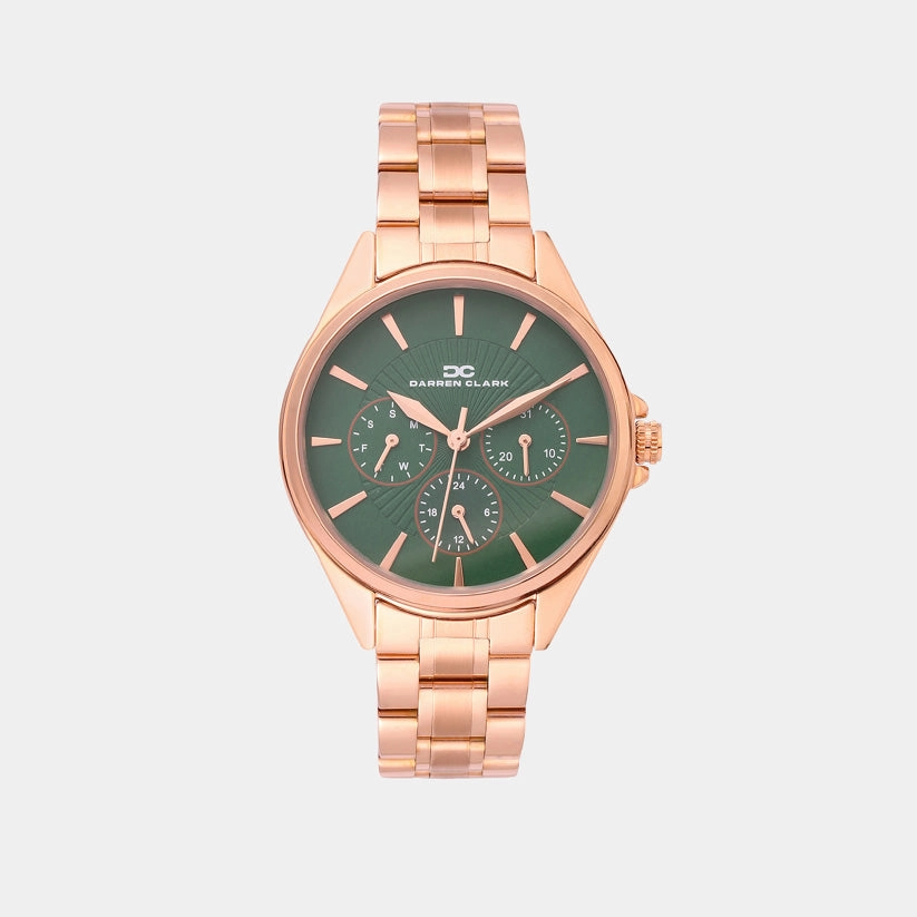 Women Quartz Green Dial Multi-Function Metal Watch 2010C-M0314
