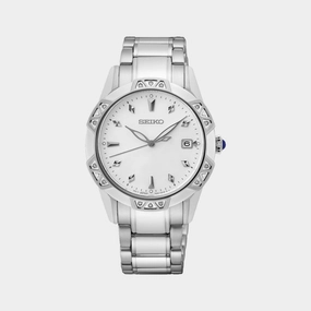 Women Quartz White Dial Analog Stainless Steel Watch SKK727P1