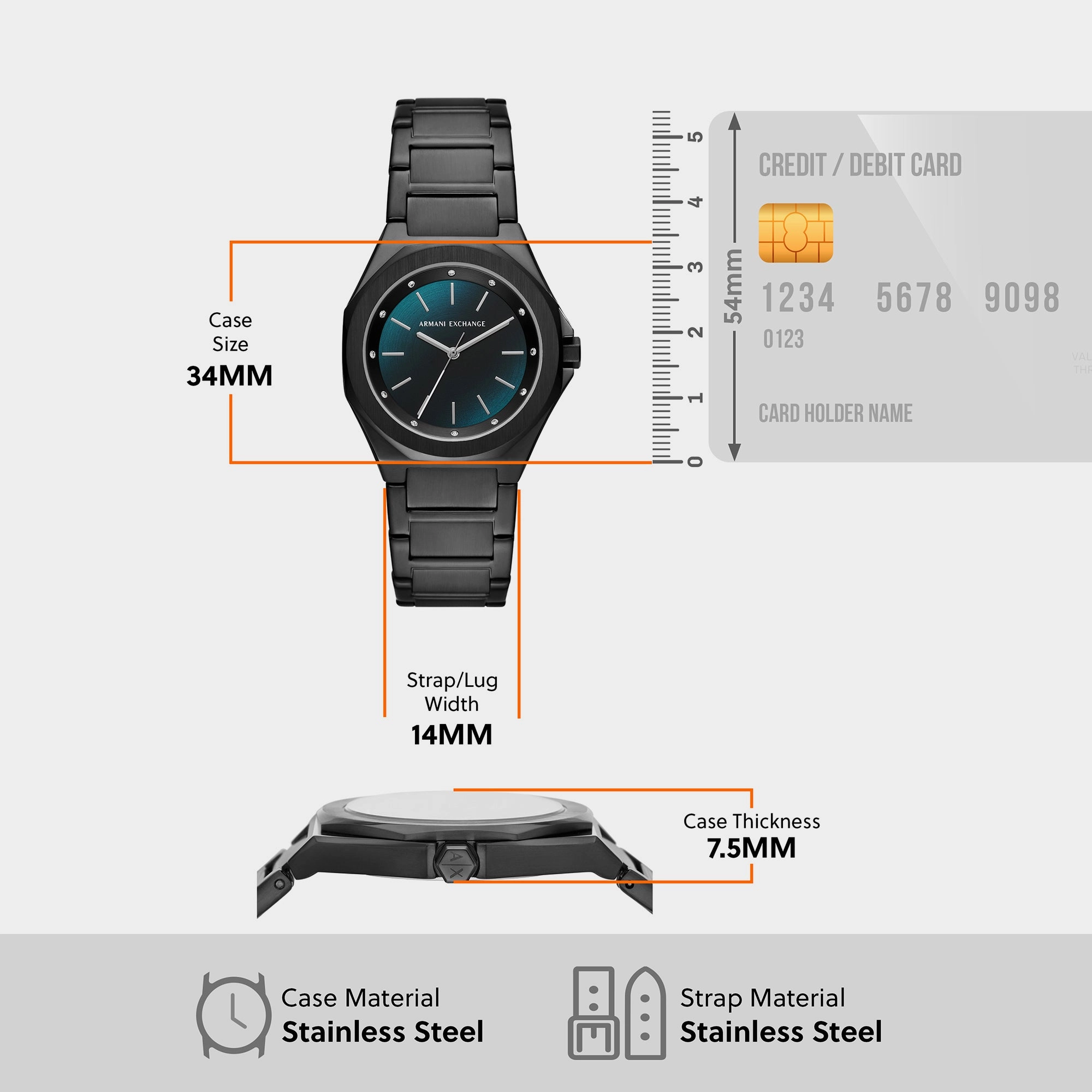 Women's Blue Analog Stainless Steel Watch AX4609