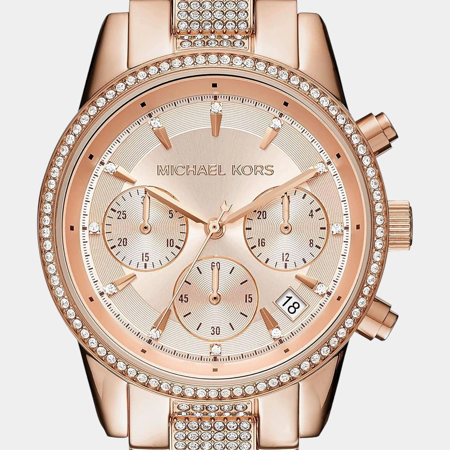 Women's Rose Gold Stainless Steel Chronograph Watch MK6485