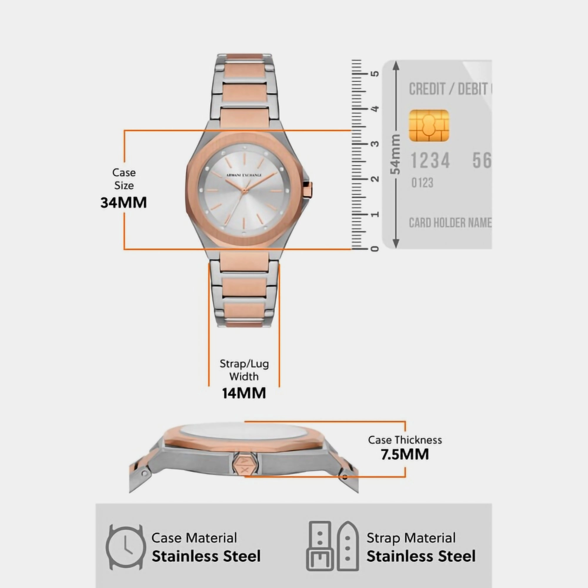 Women's Silver Analog Stainless Steel Watch AX4607