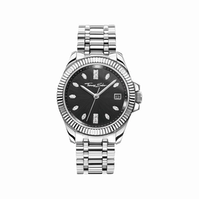 Women's watch Divine Silver with black dial and zirconia stones