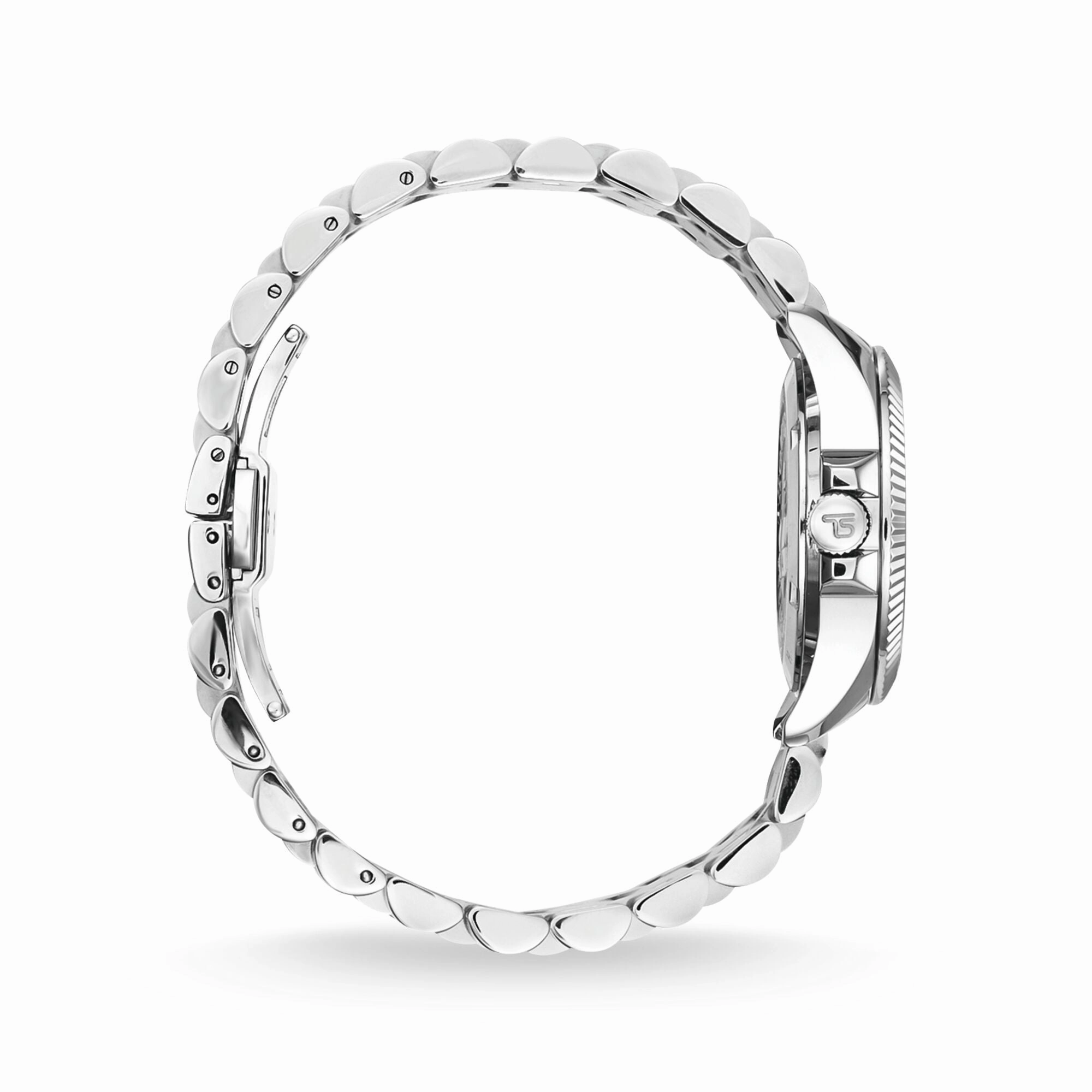 Women's watch with black dial and white flowers (33 mm)