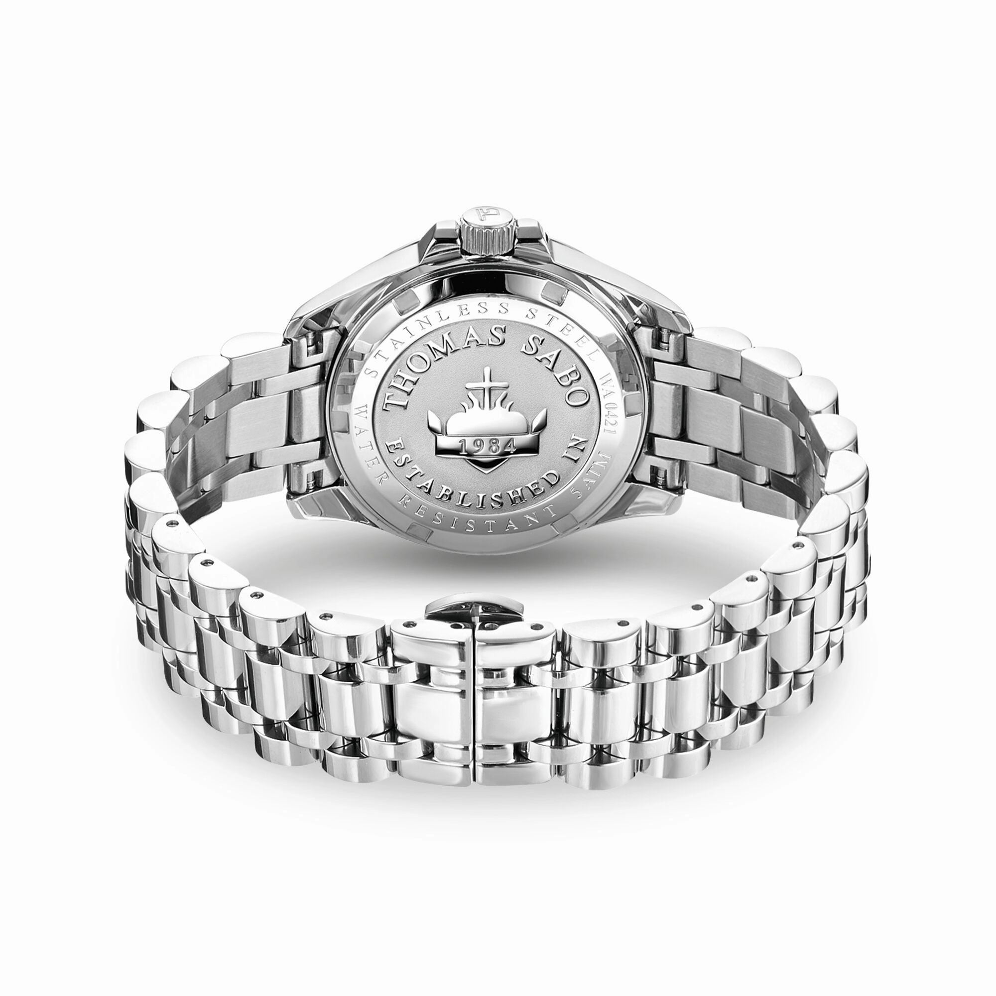 Women's watch with black dial and white flowers (33 mm)