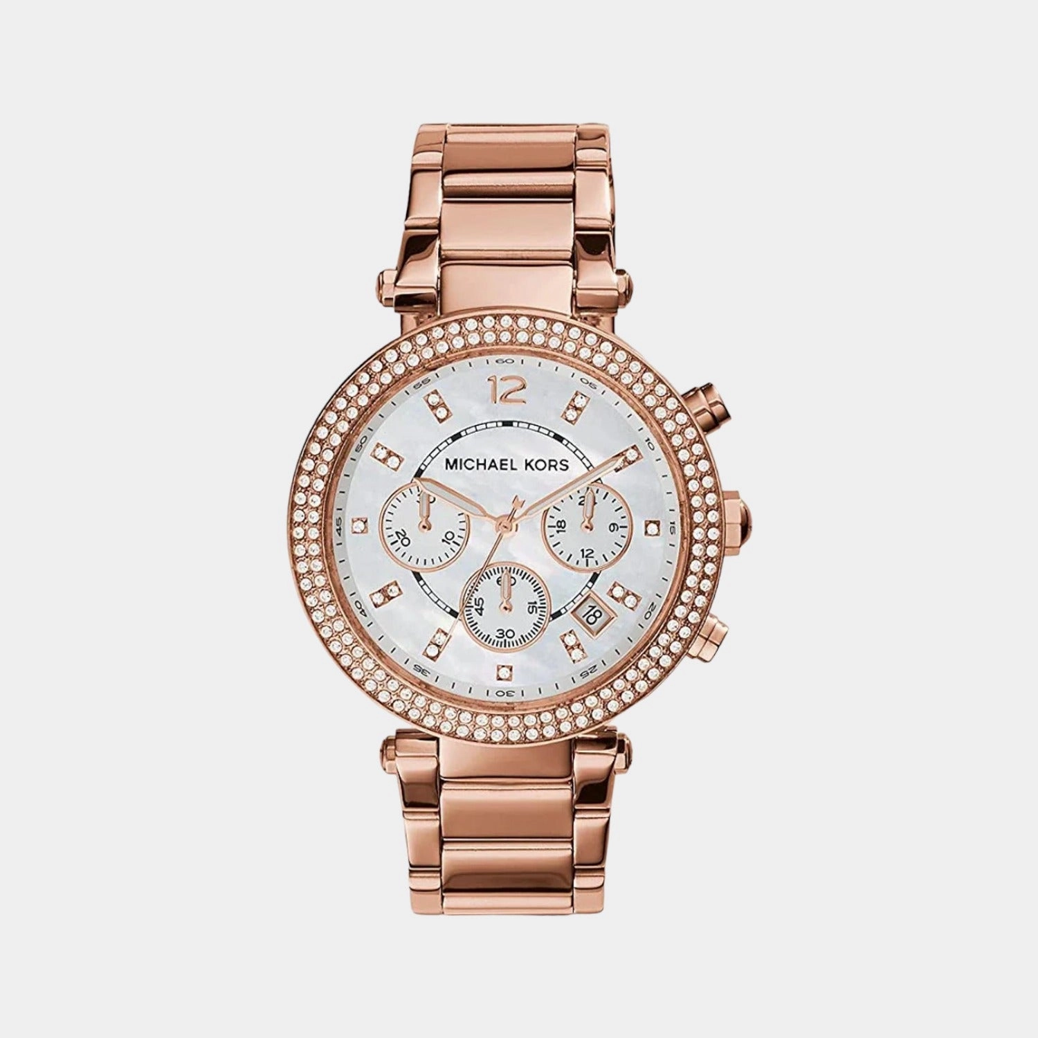 Women's White Stainless Steel Chronograph Watch MK5491